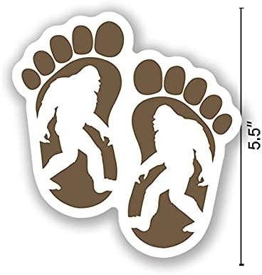 Bigfoot Sasquatch Foot Prints 2-חבילה בגודל 5.5 אינץ 'איכות מדבקות מדבקות ויניל | למינציה עם